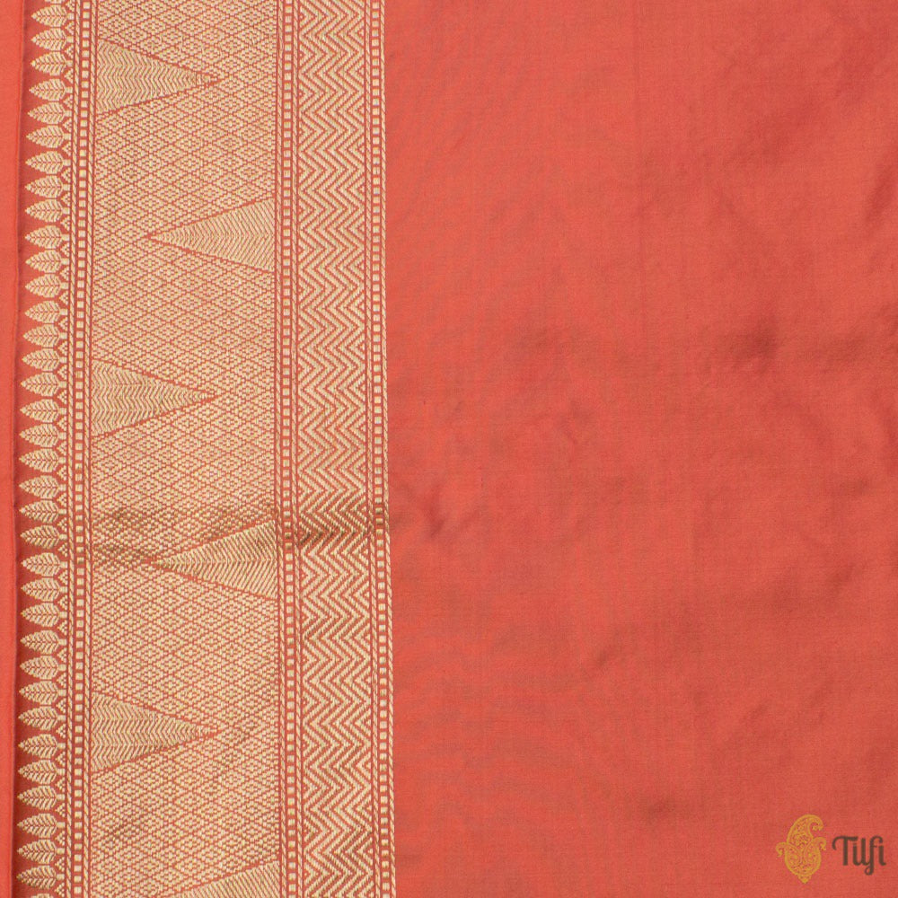 Red-Orange Pure Katan Silk Handloom Banarasi Saree