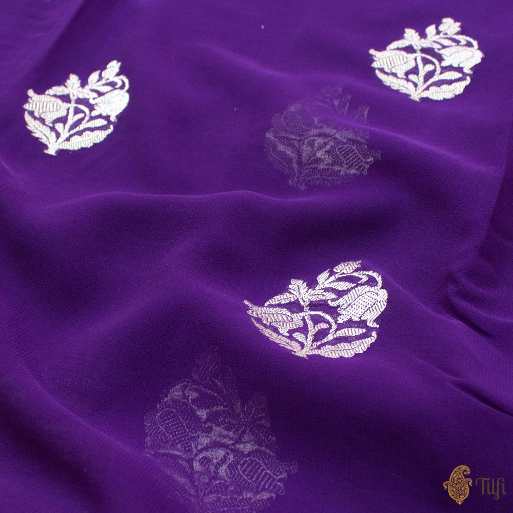 Purple Pure Georgette Banarasi Handloom Saree