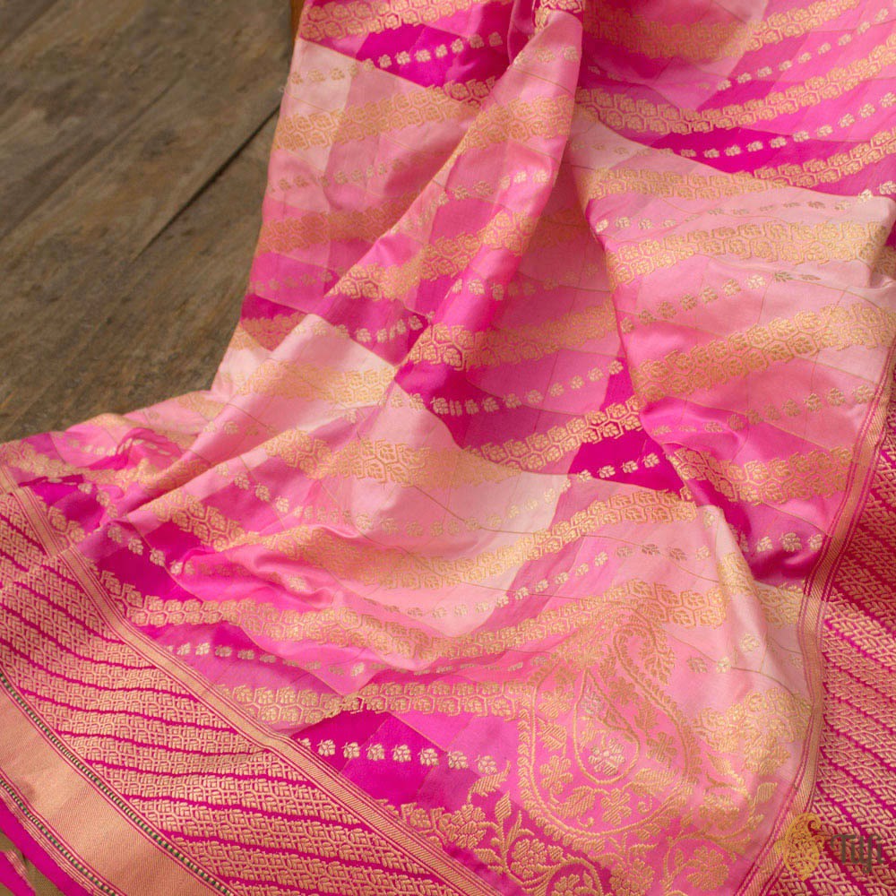 Shades of Pink Pure Katan Silk Banarasi Handloom Saree