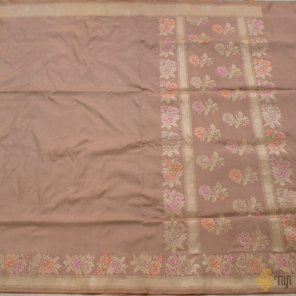 Dusty Rose Pure Katan Silk Banarasi Handloom Saree
