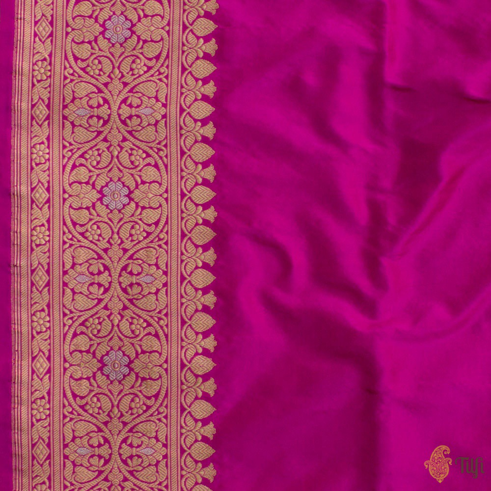 Magenta-Rani Pink Pure Katan Silk Banarasi Handloom Saree