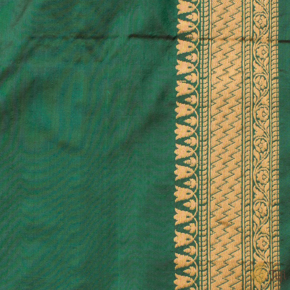 Dark Green Pure Katan Silk Banarasi Handloom Saree