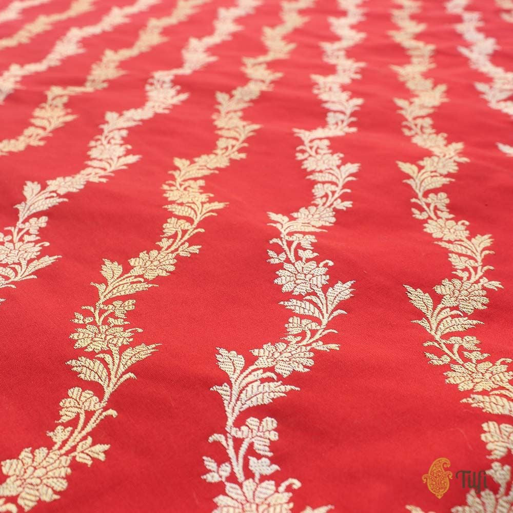 &#39;Sohini&#39; Red Pure Katan Silk Banarasi Handloom Saree