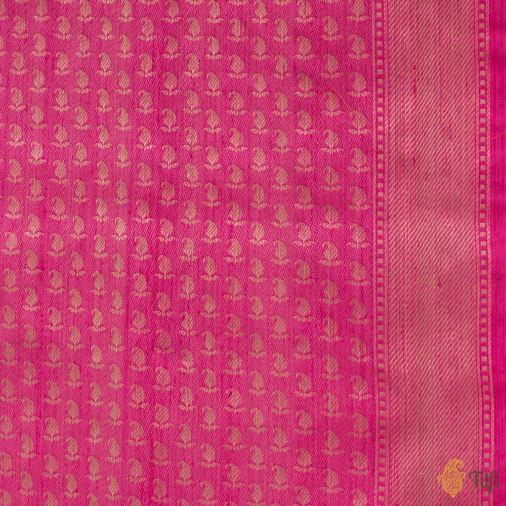 Coral Pink-Peach Pure Katan Silk Banarasi Handloom Saree
