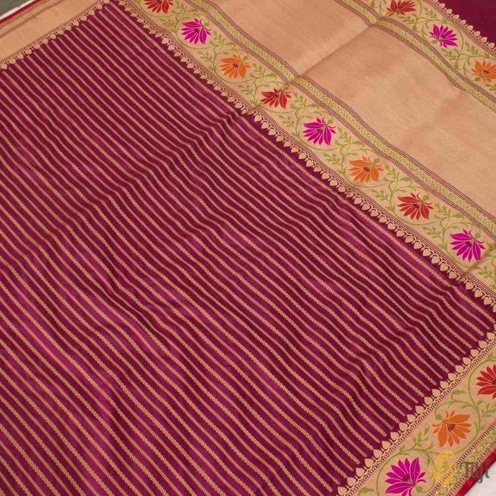 Garnet Pure Katan Silk Banarasi Handloom Saree