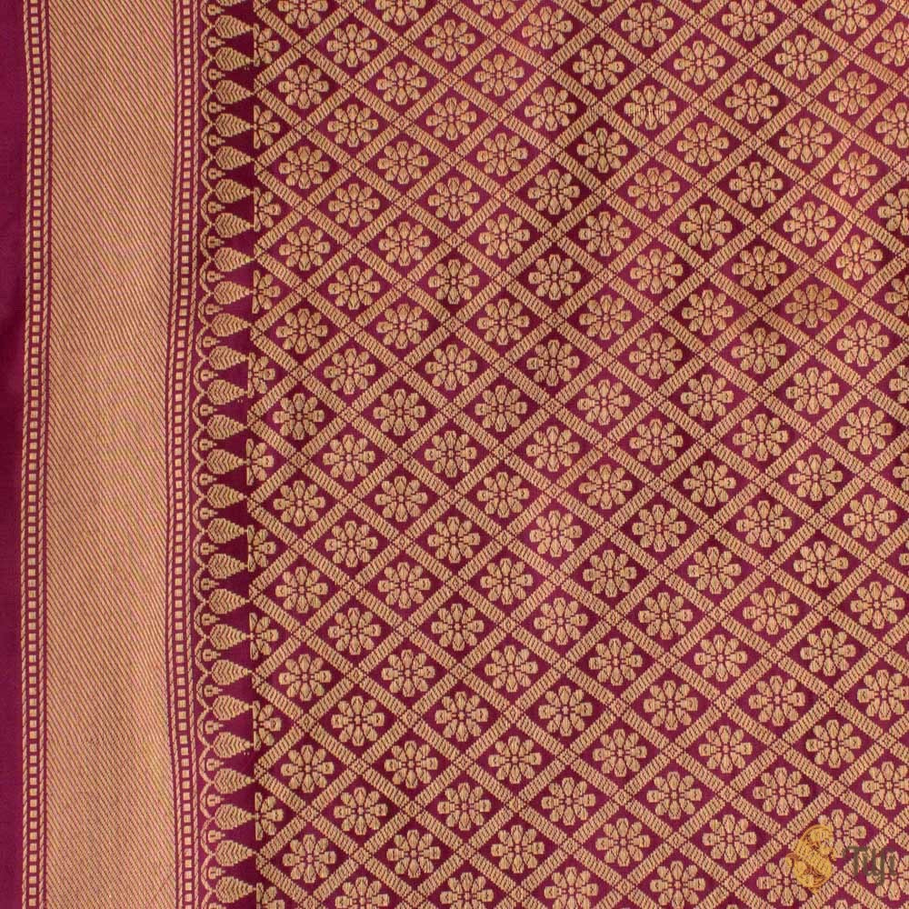 Garnet Pure Katan Silk Banarasi Handloom Saree