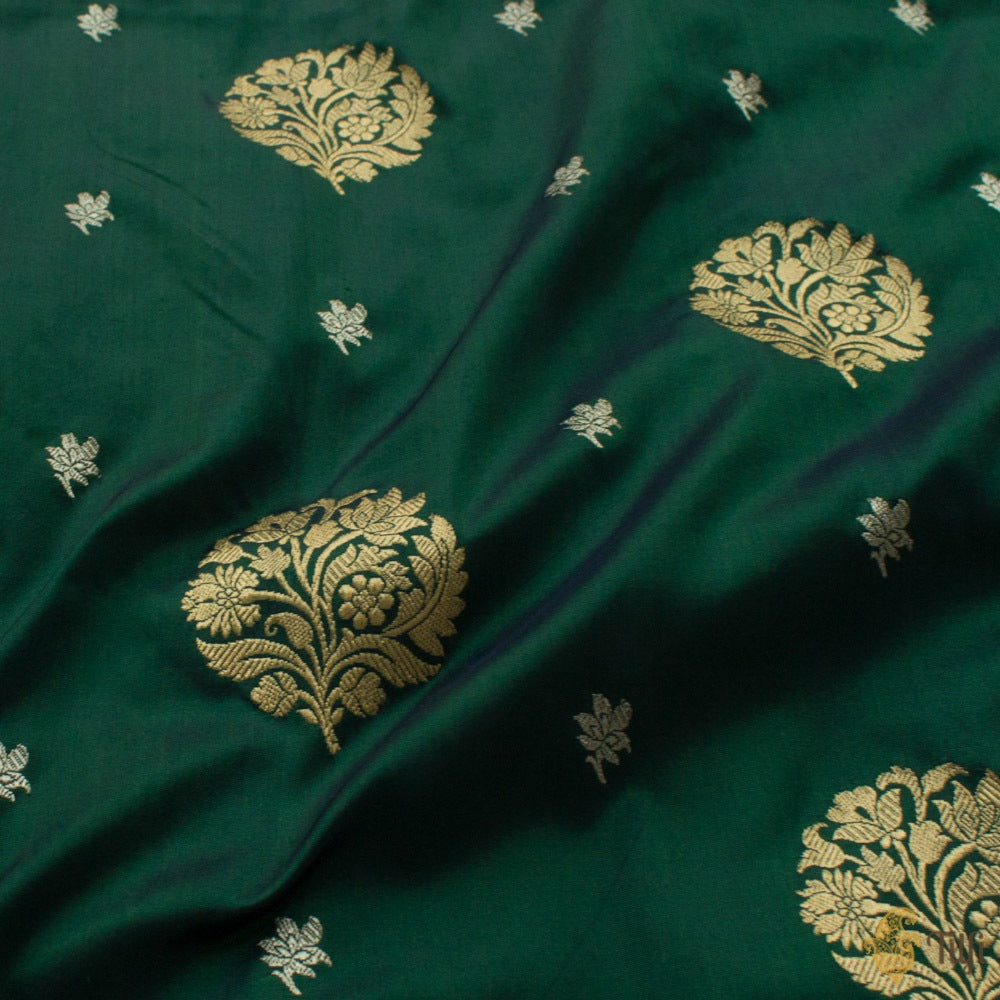 Deep Green Pure Katan Silk Banarasi Handloom Saree