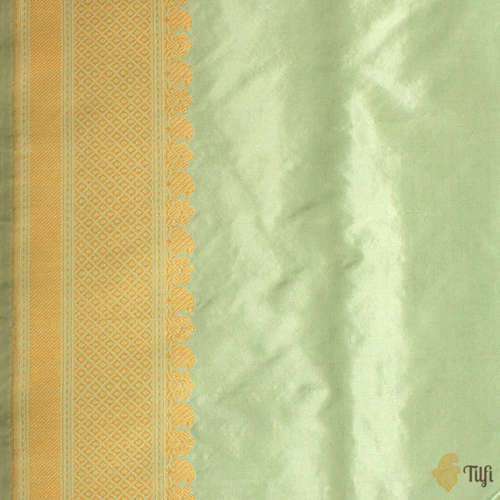 Light Green Pure Katan Silk Banarasi Patola Handloom Saree