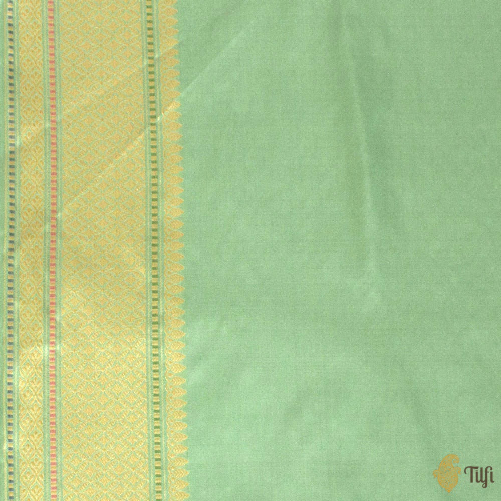 Light Sage Green Pure Katan Silk Banarasi Handloom Saree