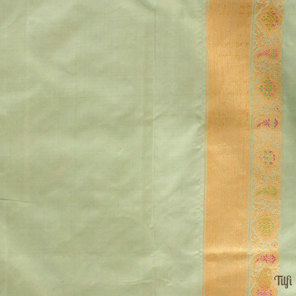 Light Mint Green Pure Katan Silk Banarasi Handloom Saree