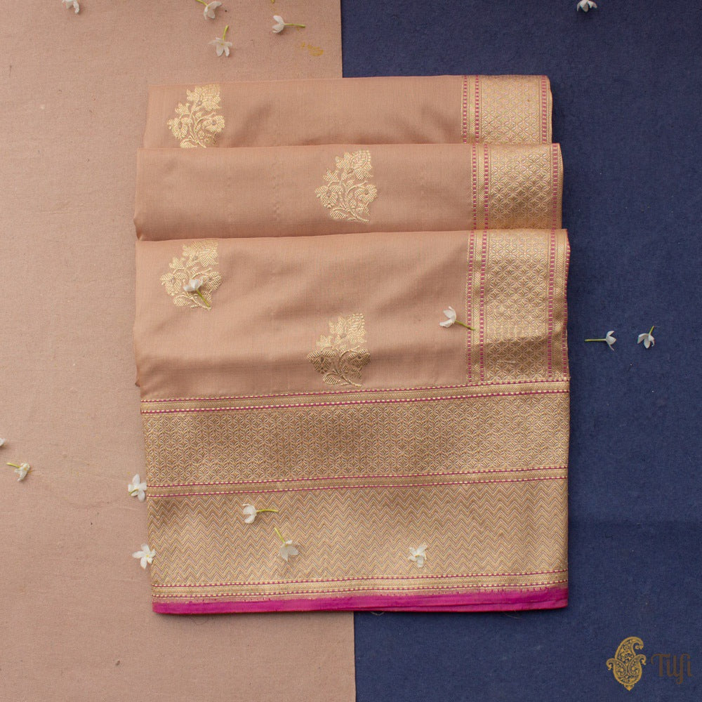 Pale Pink Pure Katan Silk Banarasi Handloom Saree
