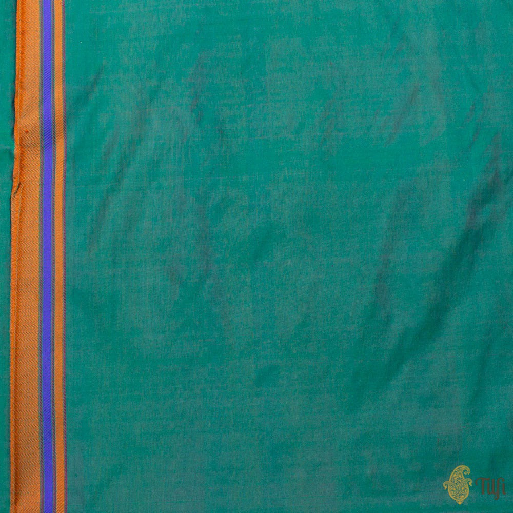 Green-Magenta Pure Soft Satin Silk Banarasi Handloom Saree