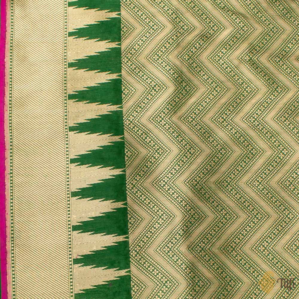 Green-Black Pure Soft Satin Silk Banarasi Handloom Saree