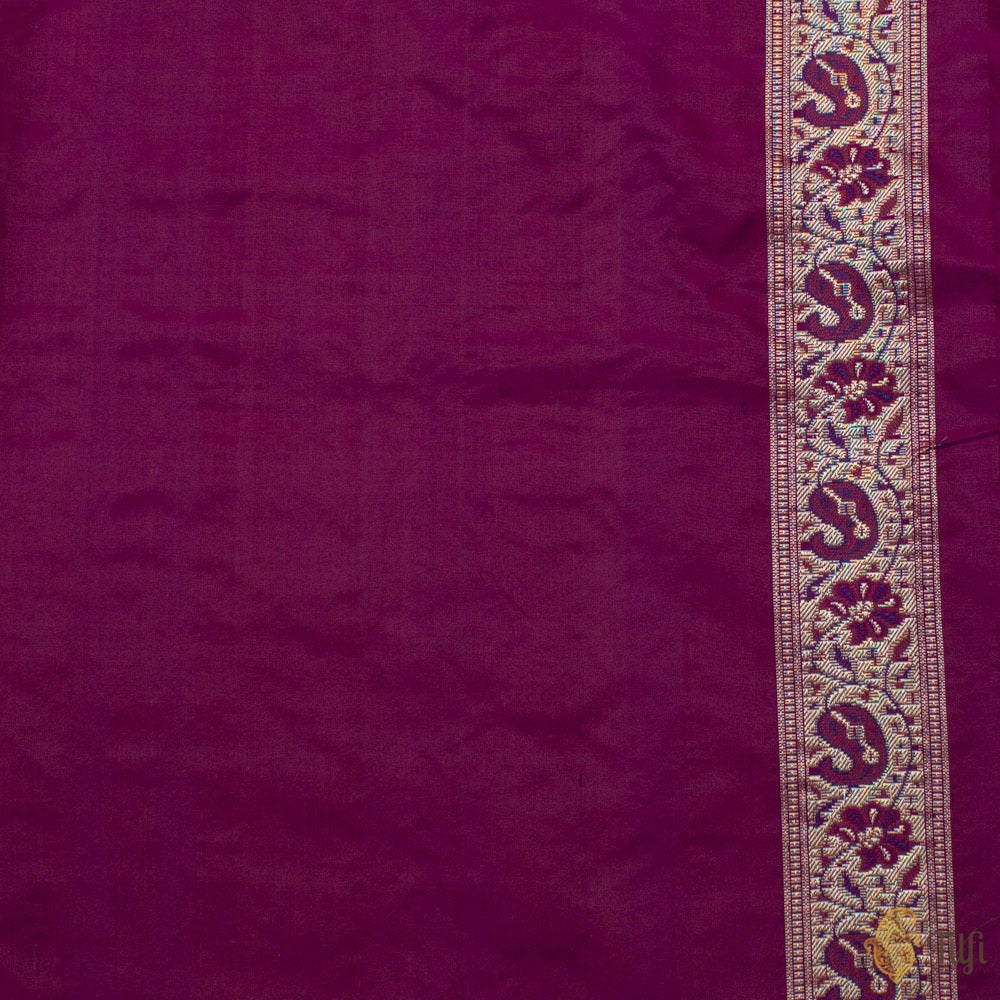 Magenta Pure Soft Satin Silk Banarasi Handloom Saree