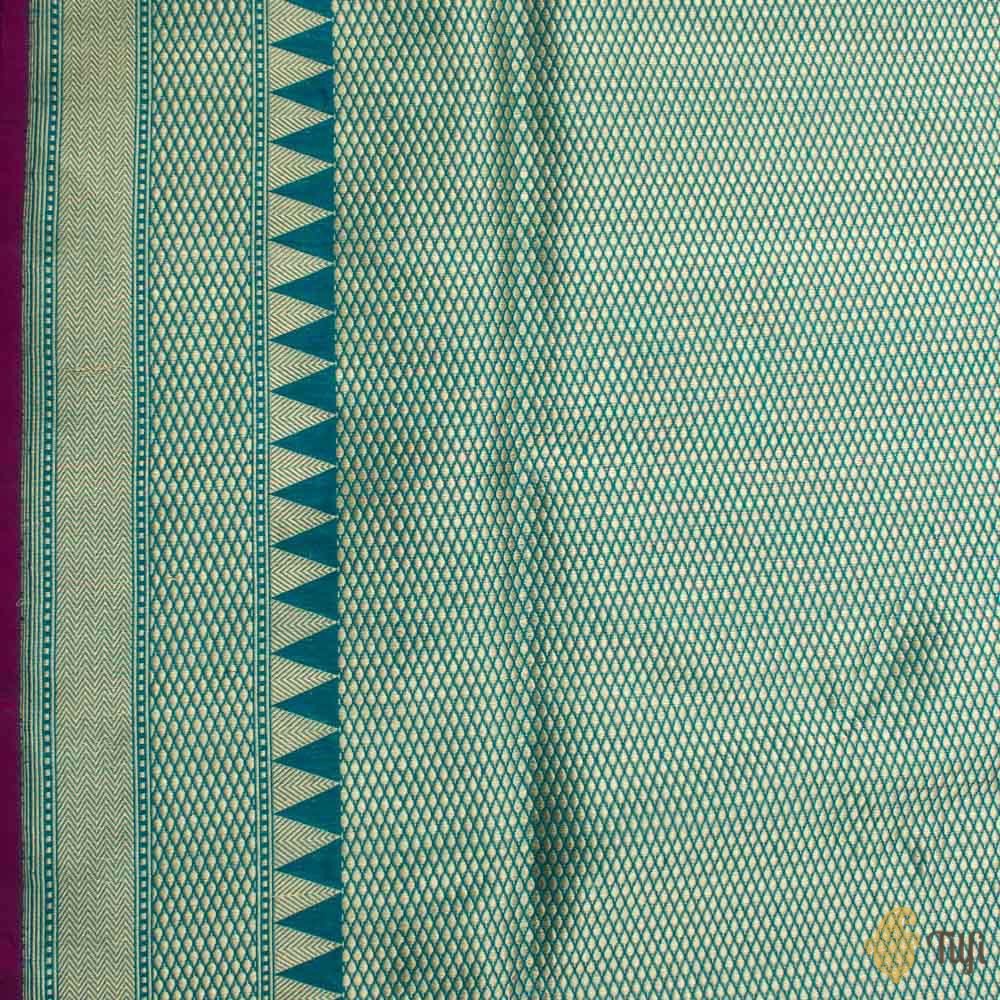 Dark Magenta-Blue Pure Katan Silk Banarasi Handloom Saree