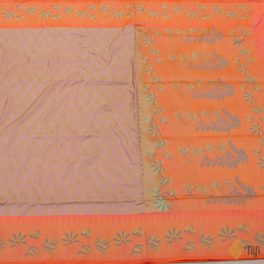 Green-Soft Pink Pure Katan Silk Banarasi Handloom Saree