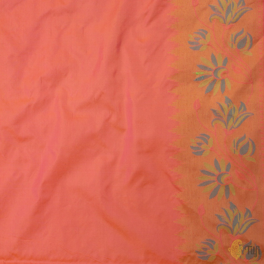 Green-Soft Pink Pure Katan Silk Banarasi Handloom Saree