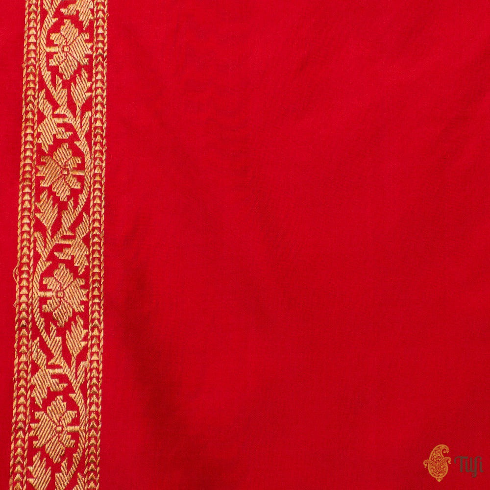 Red Pure Katan Silk Ektara Banarasi Handloom Saree
