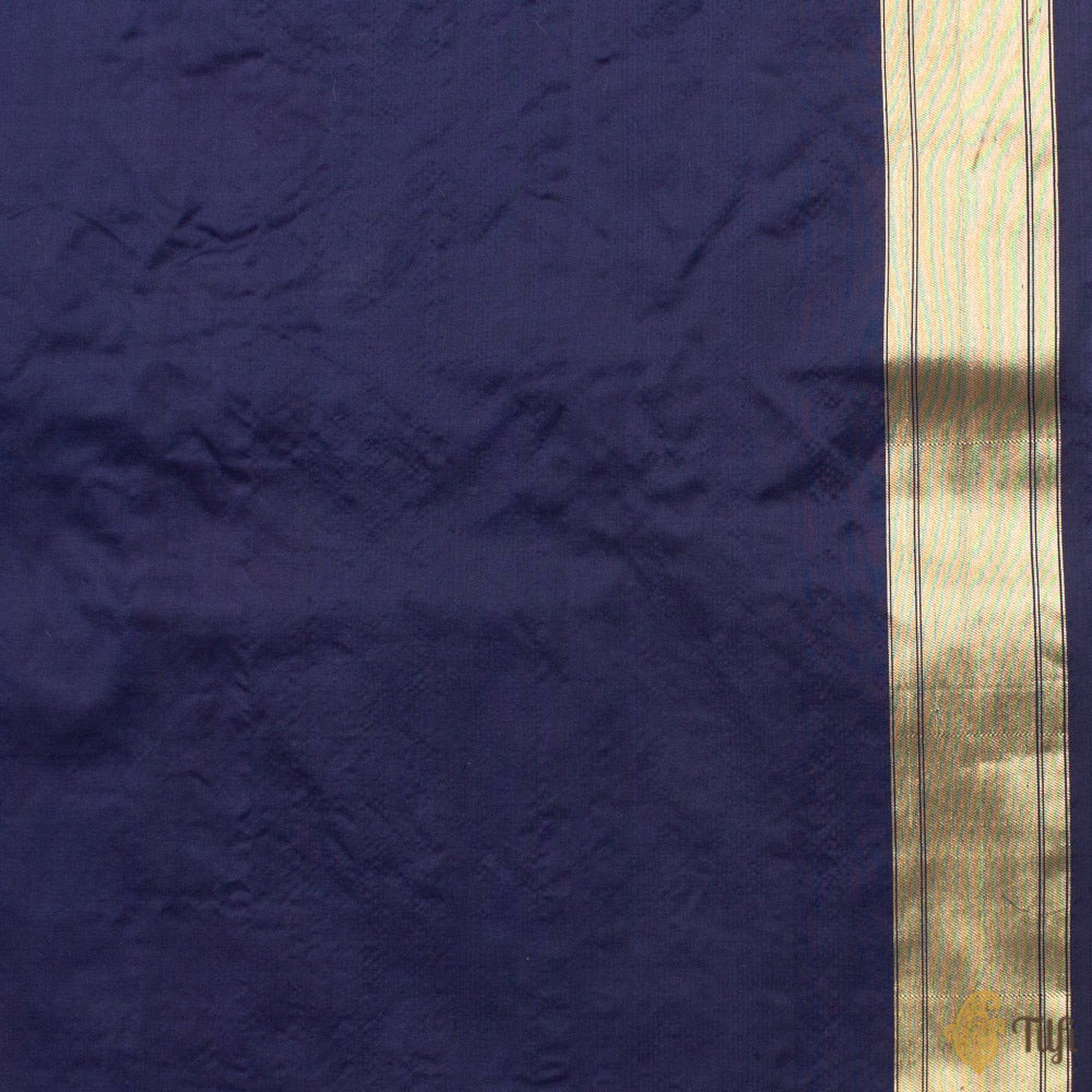 &#39;Adana&#39; Royal Blue Pure Katan Silk Banarasi Handloom Saree