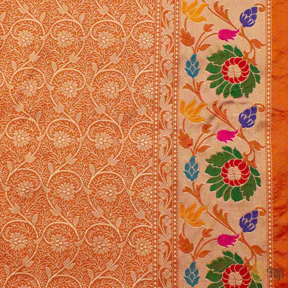 Yellow Pure Katan Silk Banarasi Handloom Saree