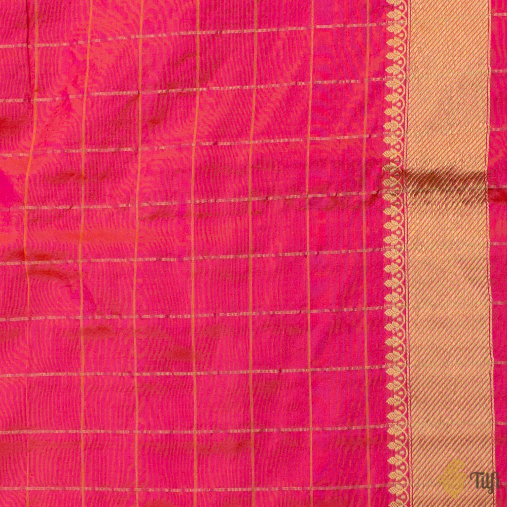 Dark Green-Pink Pure Katan Silk Banarasi Handloom Saree
