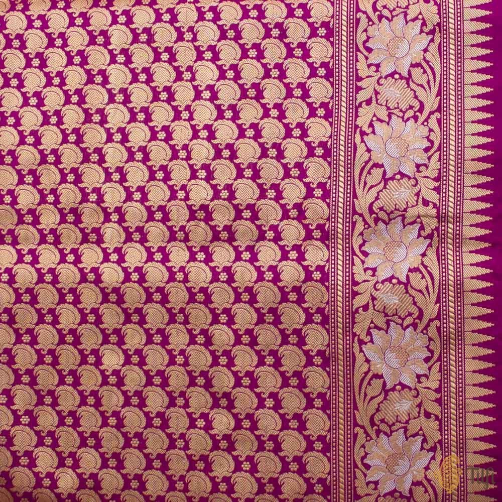 Magenta Pure Katan Silk Banarasi Handloom Saree