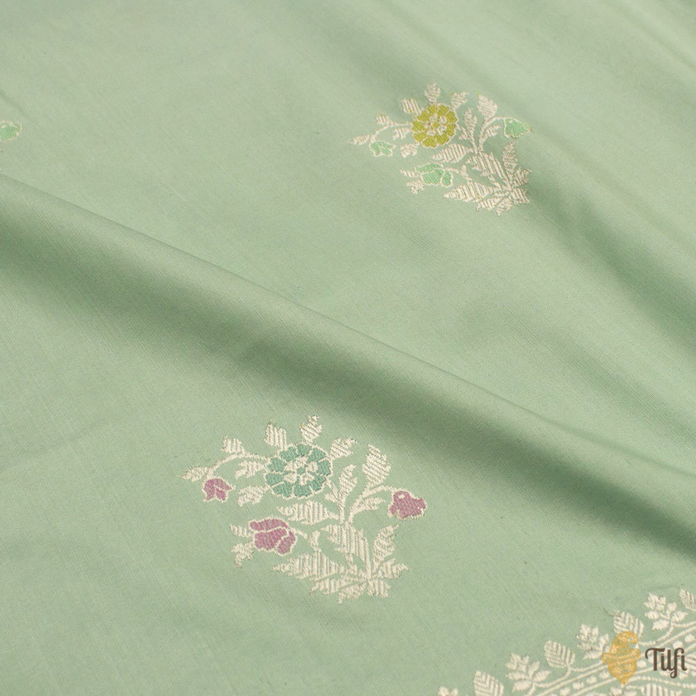 Mint Green Pure Katan Silk Banarasi Handloom Saree