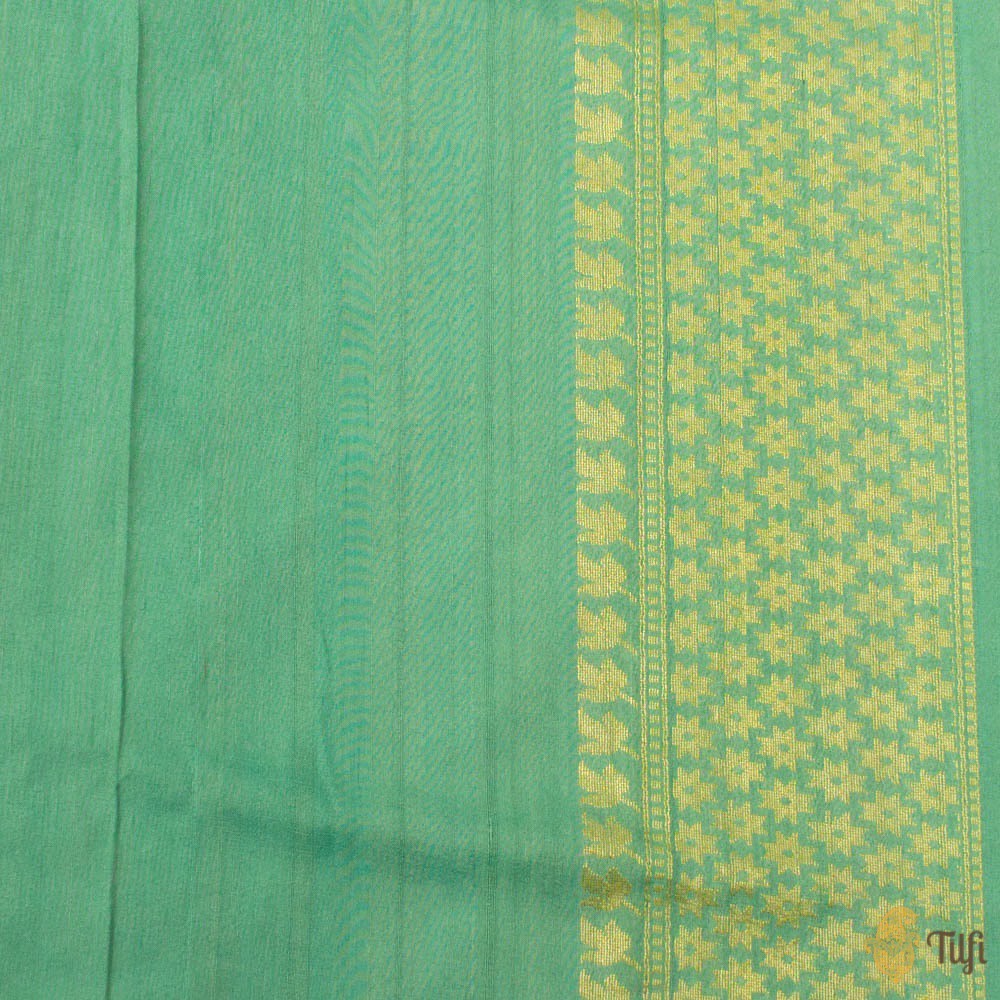 Light Blue Pure Tussar Georgette Silk Banarasi Handloom Saree