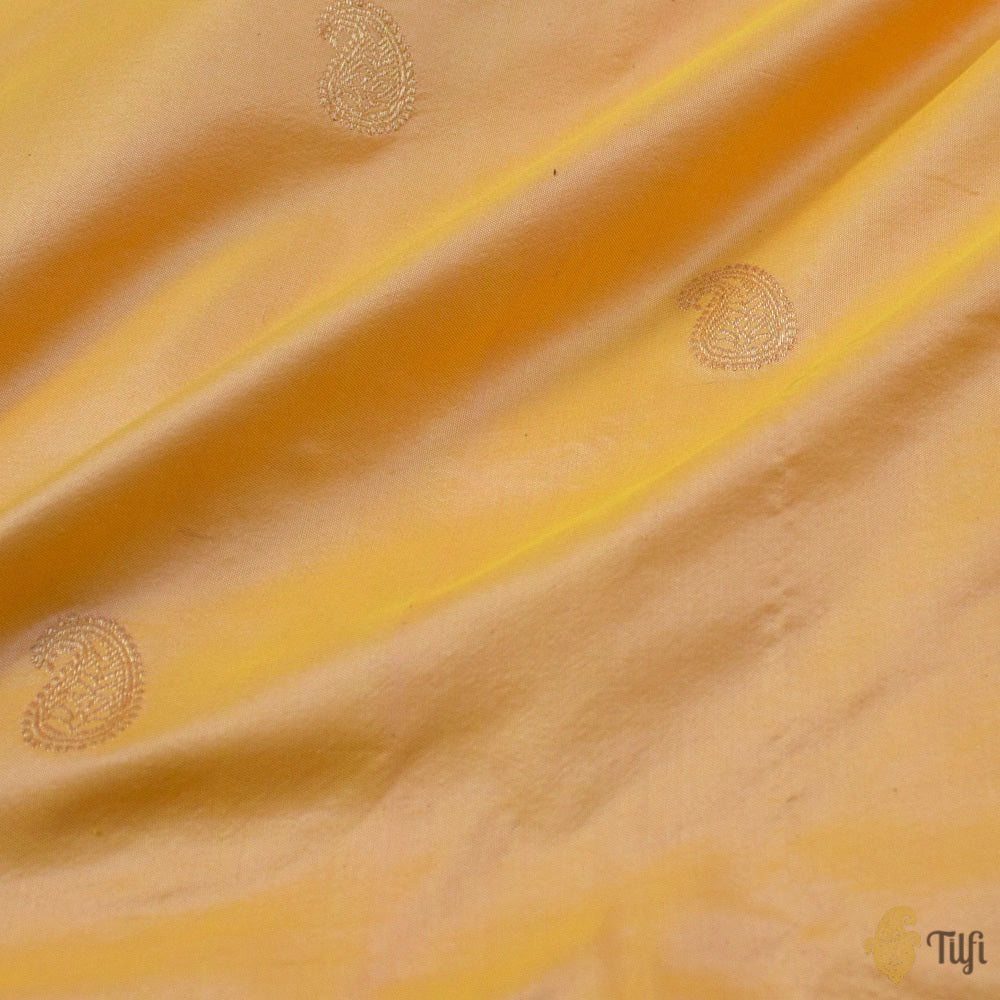 Yellow-Light Pink Pure Katan Silk Banarasi Handloom Saree