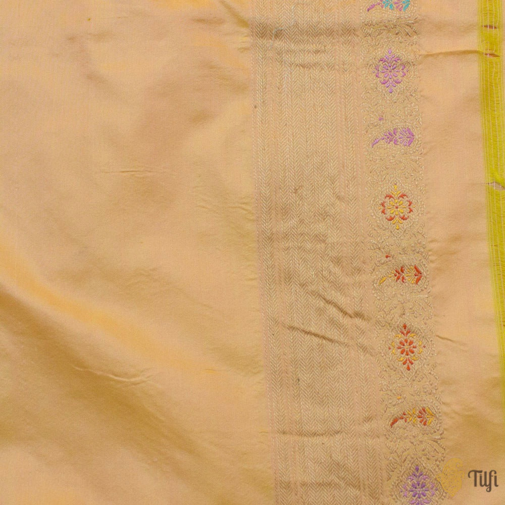 Yellow-Light Pink Pure Katan Silk Banarasi Handloom Saree