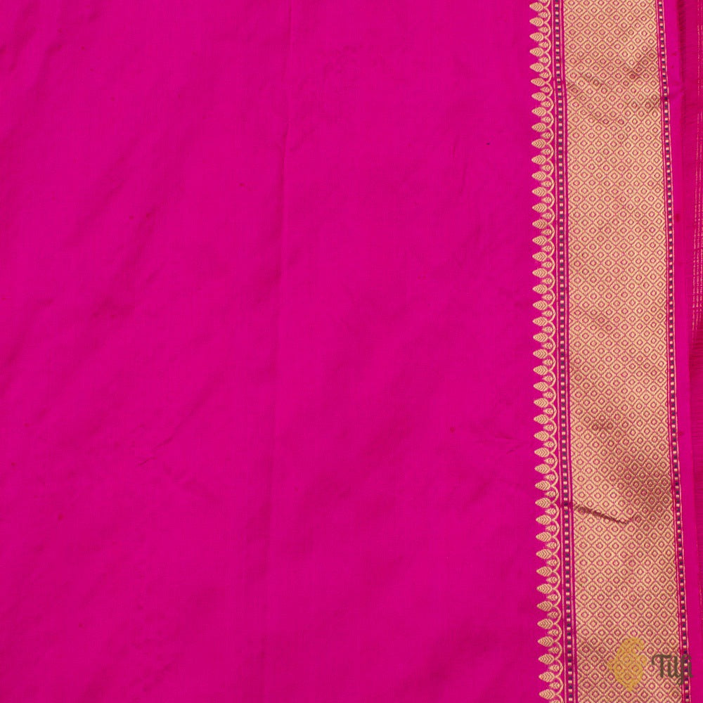 Rani Pink Pure Katan Silk Banarasi Handloom Saree