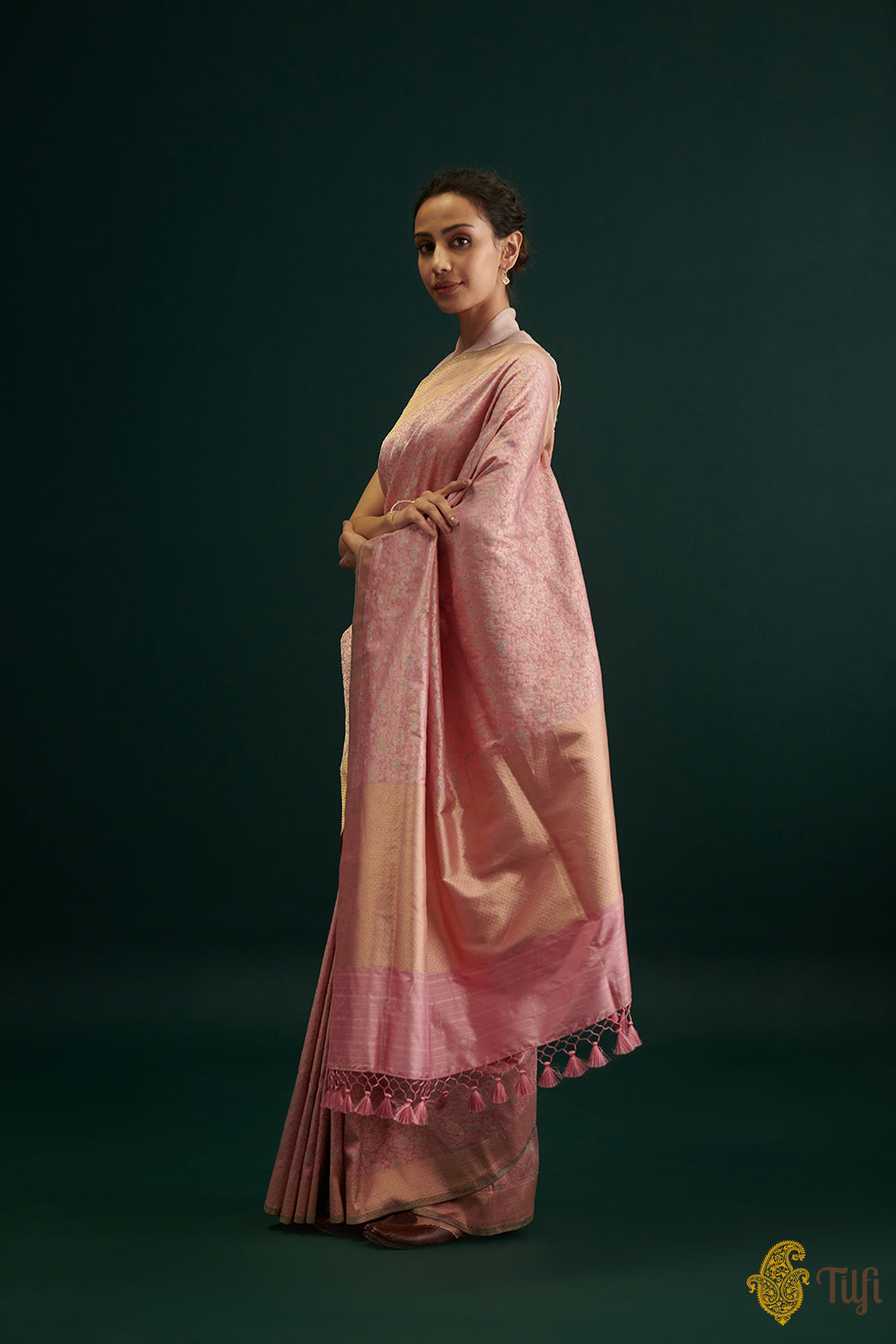 Light Pink Pure Katan Silk Banarasi Handloom Saree