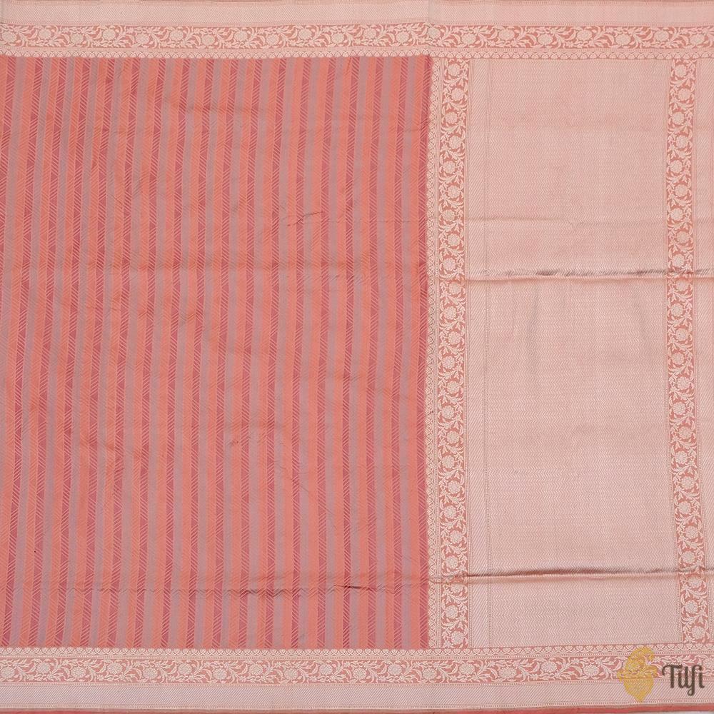 Dusty Rose Pink Pure Katan Silk Banarasi Handloom Saree