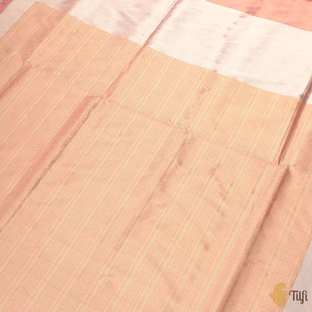 Beige-Pink Pure Katan Silk Tissue Banarasi Handloom Saree