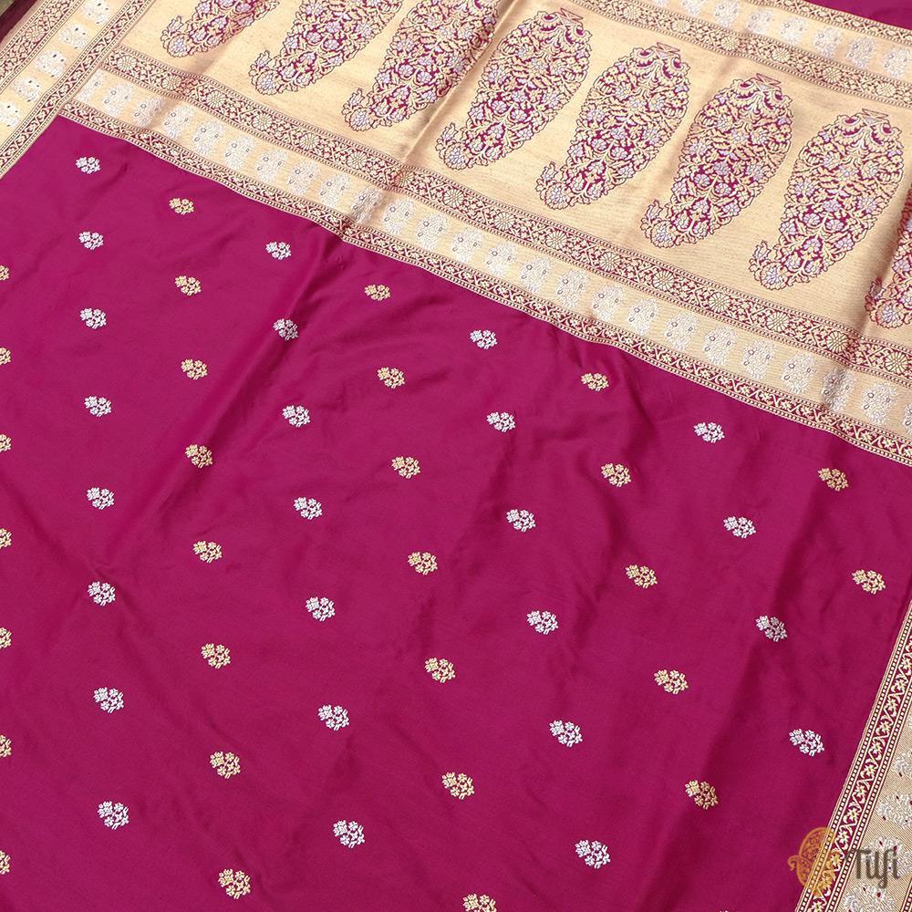Pre-Order: Magenta-Brown Pure Katan Silk Banarasi Handloom Saree