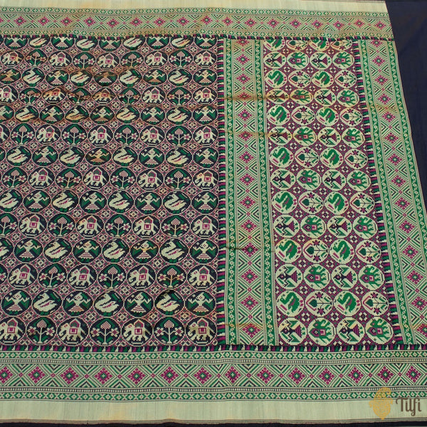 Black Pure Katan Silk Banarasi Handloom Patola Saree - Tilfi