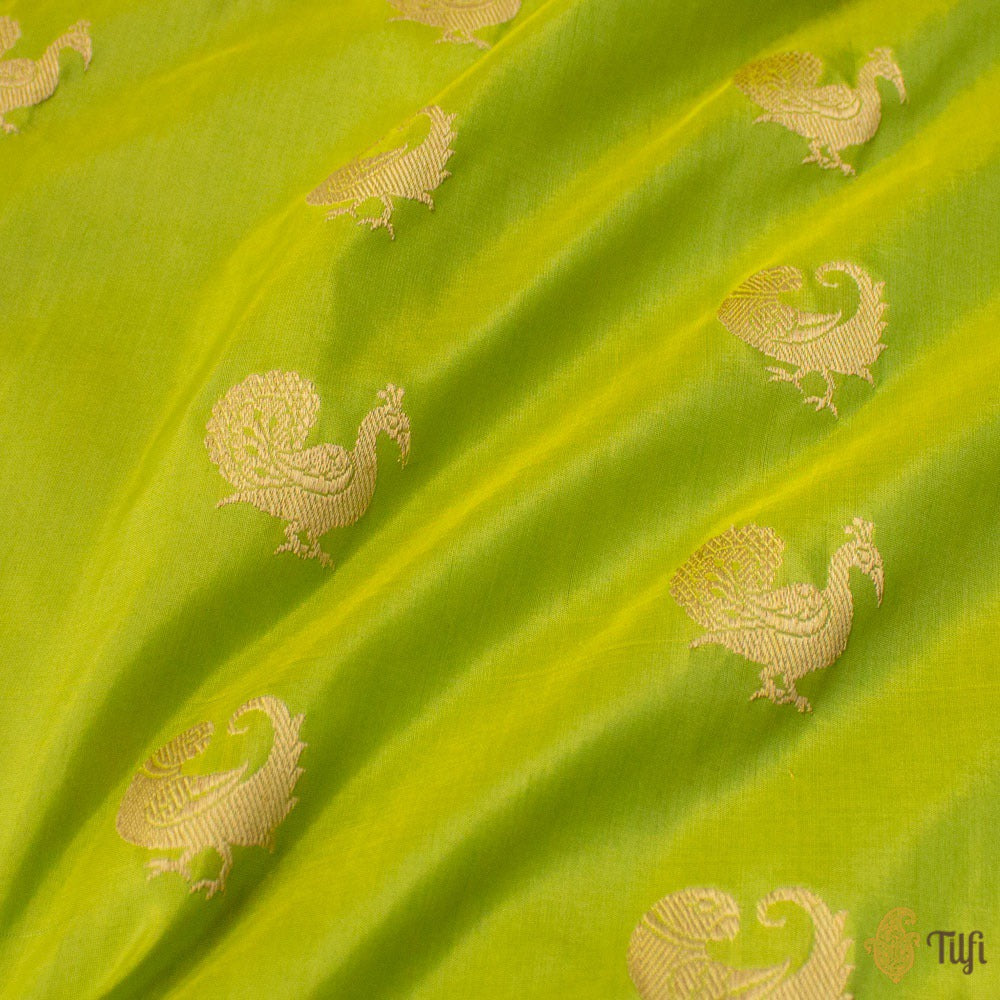 Parrot Green Pure Katan Silk Banarasi Paithani Handloom Saree