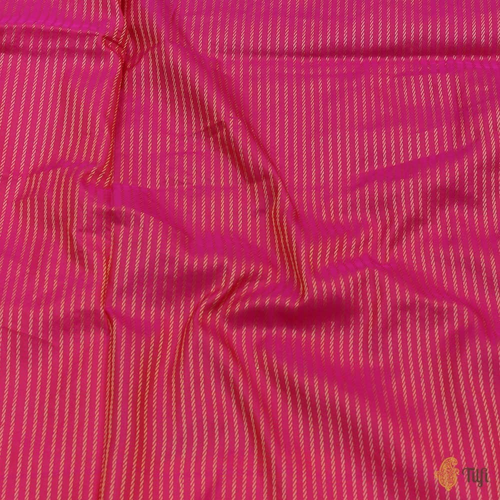 Grey-Orange Pink Pure Katan Silk Banarasi Handloom Saree