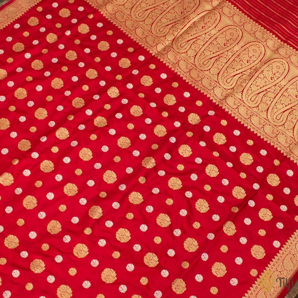 Red Pure Katan Silk Banarasi Handloom Saree