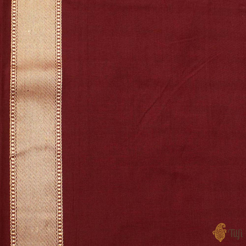 Off-White-Brown Pure Cotton Tissue Banarasi Handloom Saree