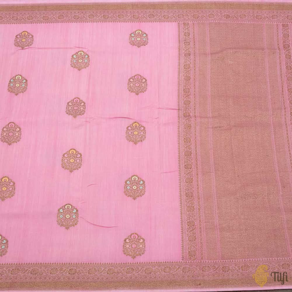 Pink Pure Monga Silk Banarasi Handloom Saree