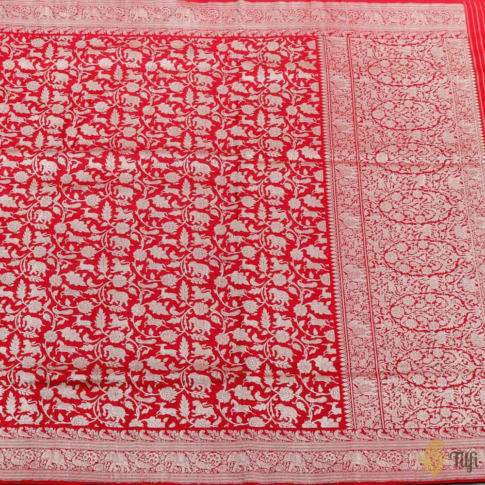 Red Pure Katan Silk Banarasi Shikaargah Handloom Saree