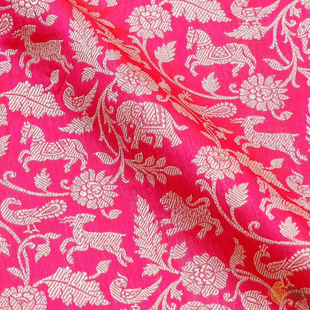 Orange-Pink Pure Katan Silk Banarasi Shikaargah Handloom Saree