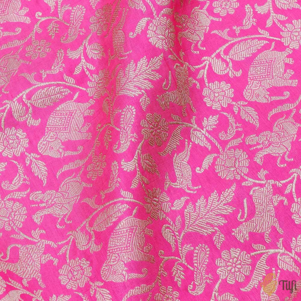 Gulabi Pink Pure Katan Silk Banarasi Shikaargah Handloom Saree