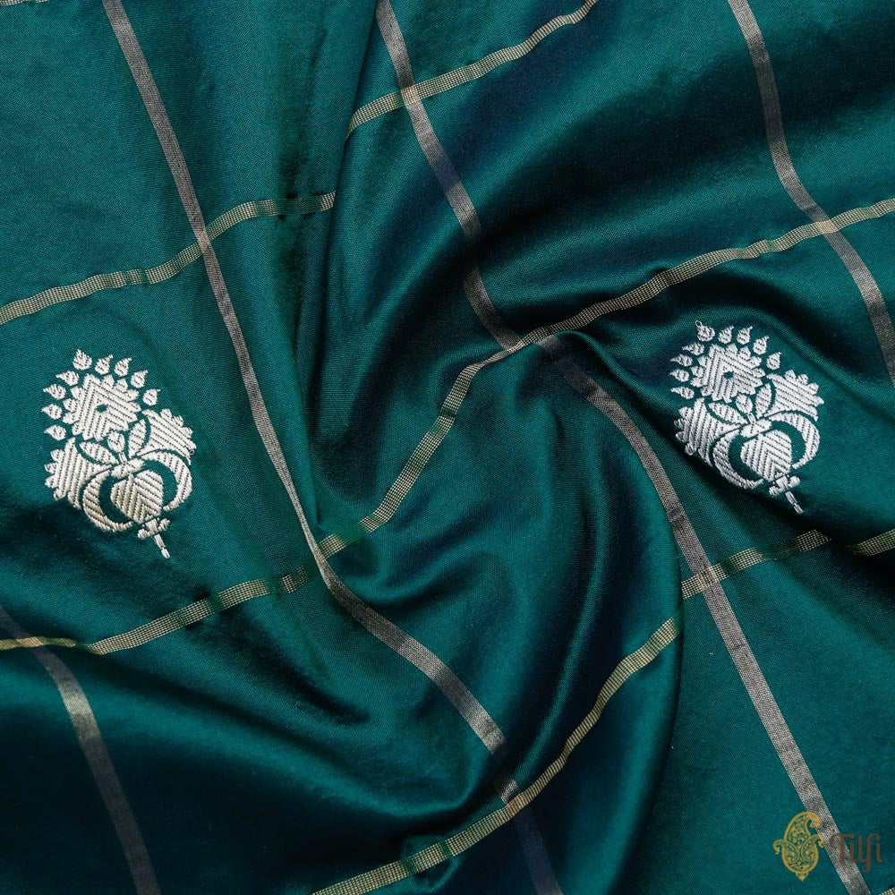 Bottle Green-Blue Pure Katan Silk Banarasi Handloom Saree