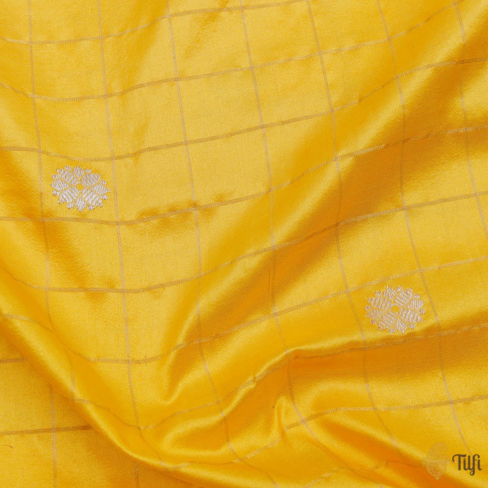 Yellow-Blue Green Pure Katan Silk Banarasi Handloom Saree