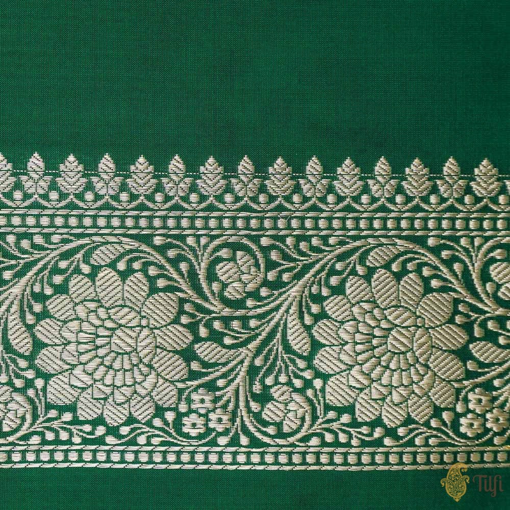Dark Green Pure Katan Silk Handloom Banarasi Saree