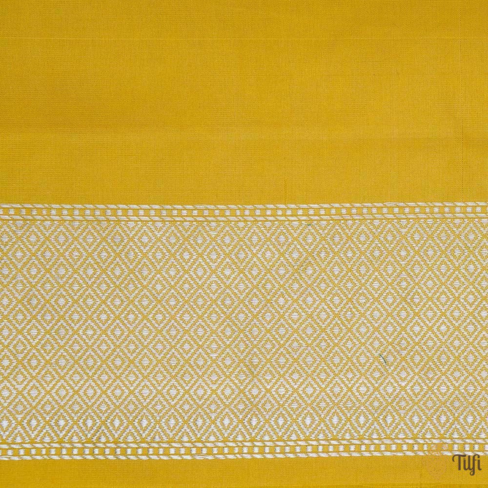 &#39;Sugandha&#39; Yellow Pure Katan Silk Banarasi Handloom Saree