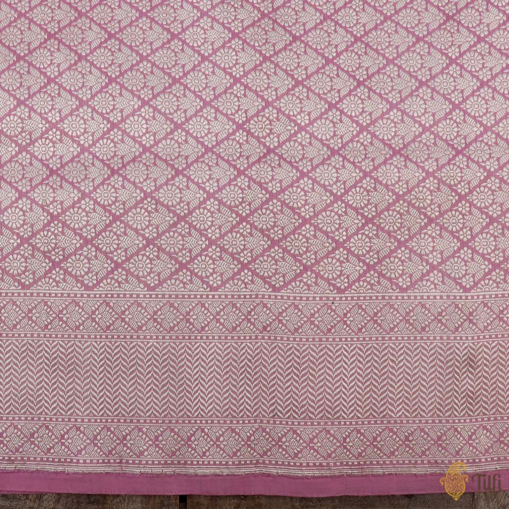 Onion Pink Pure Katan Silk Banarasi Handloom Saree