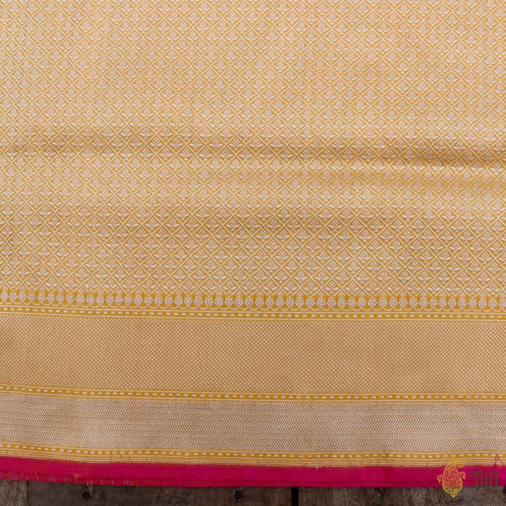 Yellow Pure Katan Silk Banarasi Zari Vasket Handloom Saree